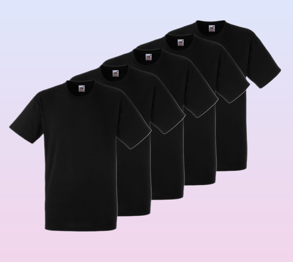 Fruit of The Loom Heavy Cotton T-shirt Colour Black pack of 5 pieces