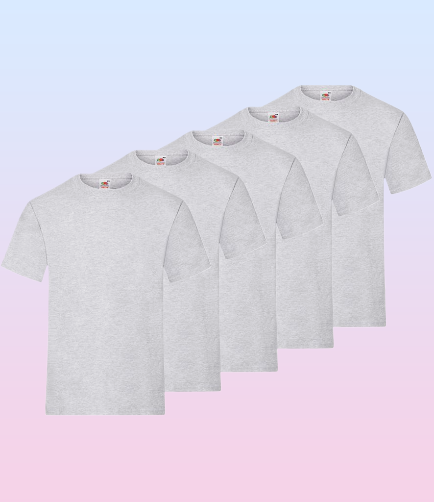 Fruit of The Loom Heavy Cotton T-shirt Colour Heather Grey pack of 5 pieces