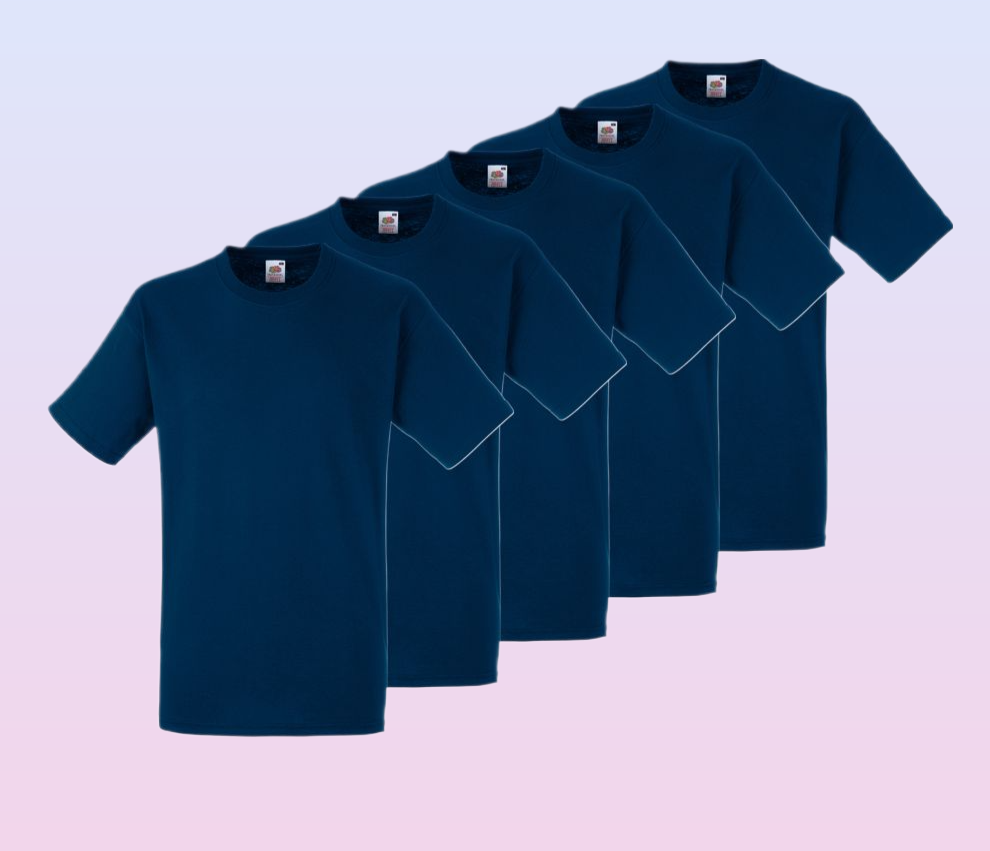 Fruit of The Loom Heavy Cotton T-shirt Colour Navy Blue pack of 5 pieces