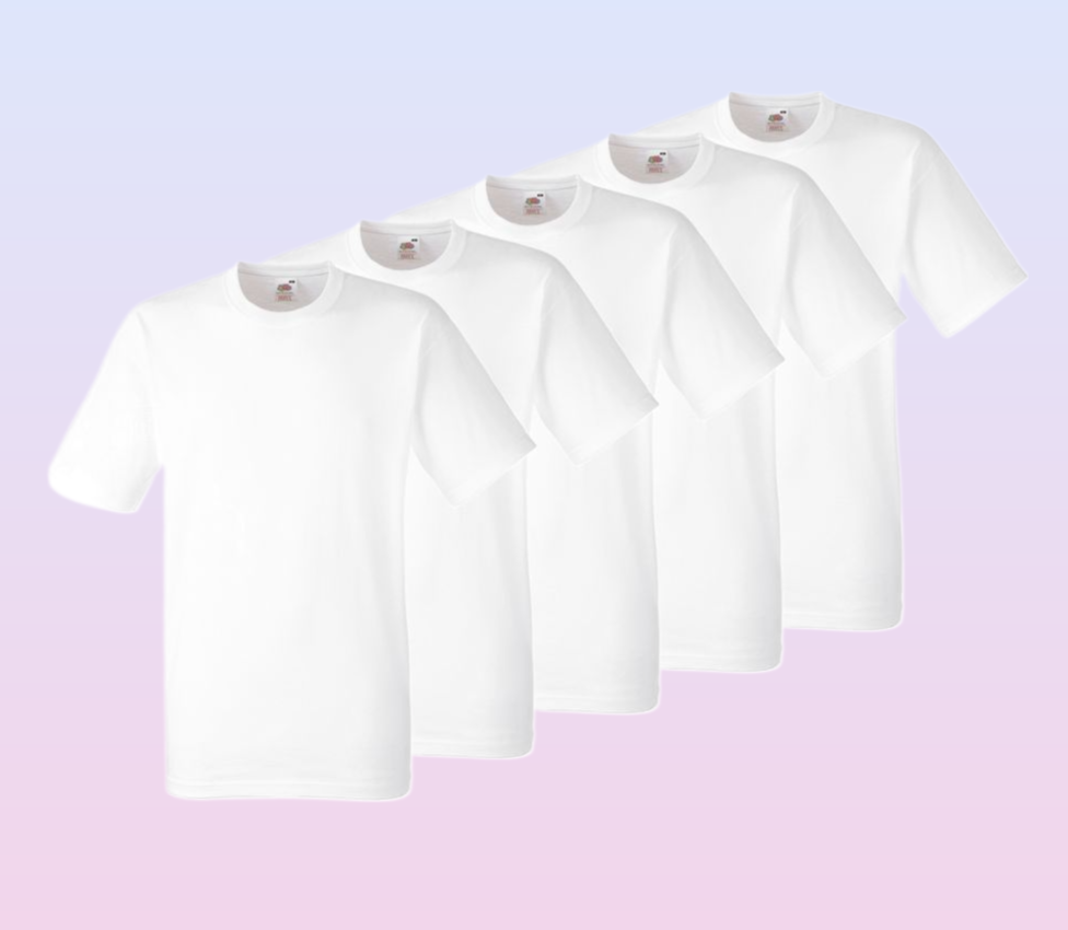 Fruit of The Loom Heavy Cotton T-shirt Colour White pack of 5 pieces