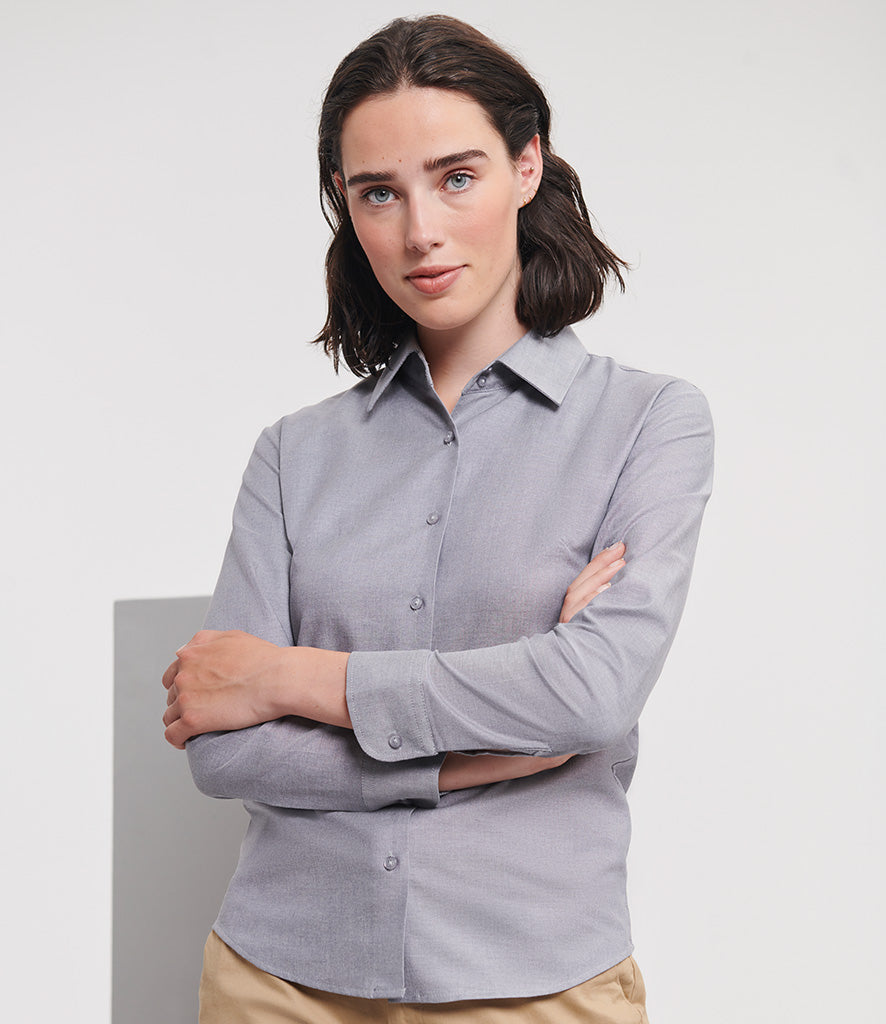 Russell Collection Ladies Long Sleeve Easy Care Oxford Shirt