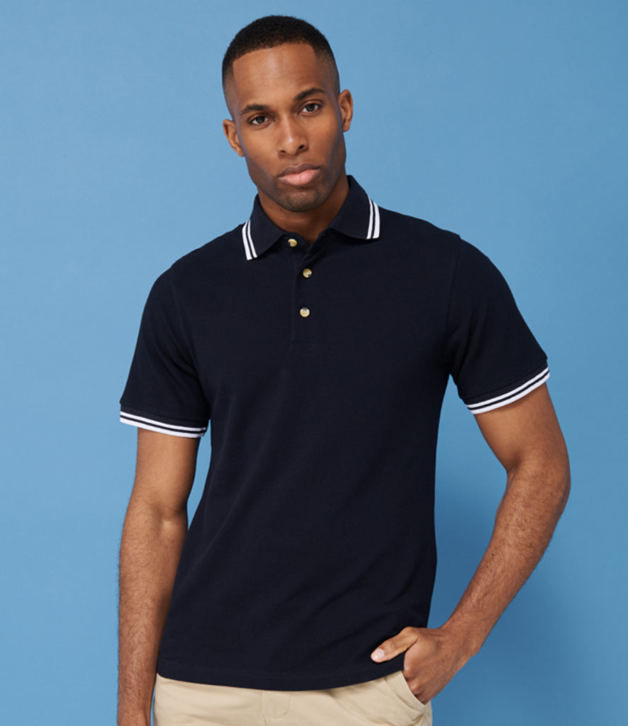 Henbury Contrast Double Tipped Cotton Piqué Polo Shirt