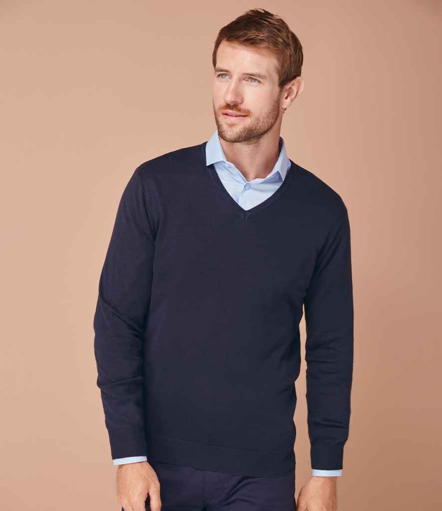 Henbury Lightweight Cotton Acrylic V Neck Sweater