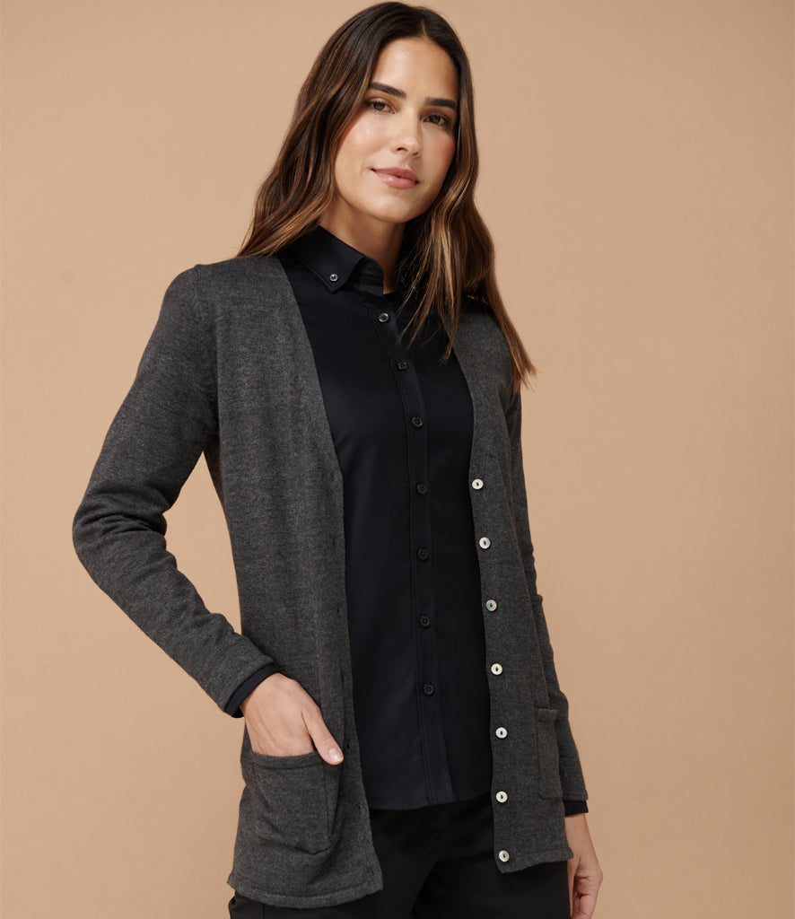 Henbury Ladies Cotton Acrylic V Neck Cardigan