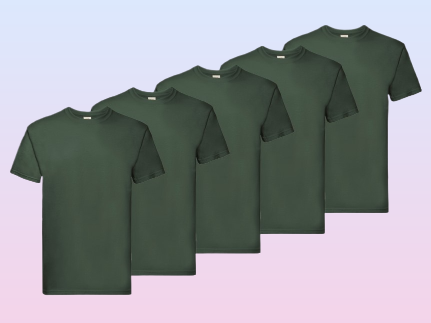 Fruit of The Loom Super Premium T-shirt Bottom Green pack of 5