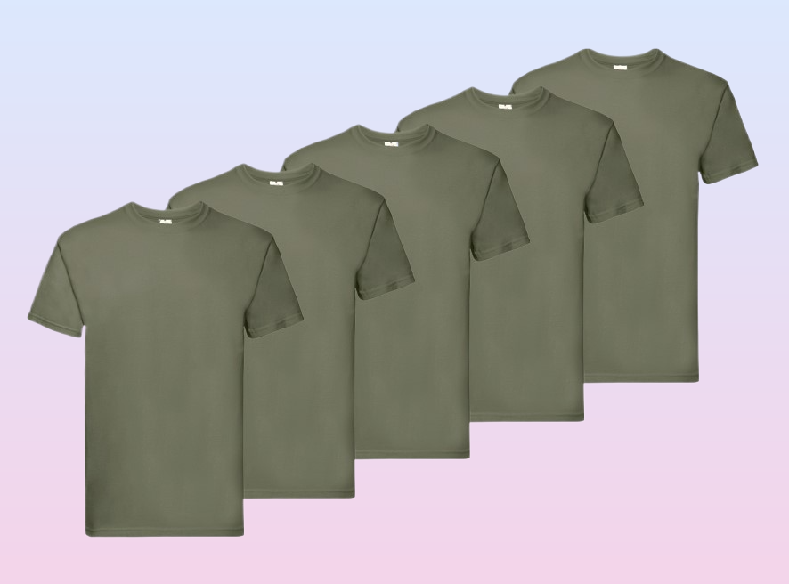 Fruit of The Loom Super Premium T-shirt Olive Green pack of 5