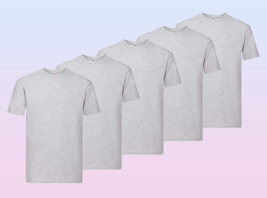 Fruit of The Loom Super Premium T-shirt Heather Grey pack of 5