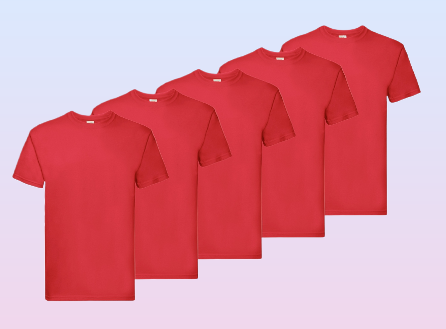 Fruit of The Loom Super Premium T-shirt Red pack of 5