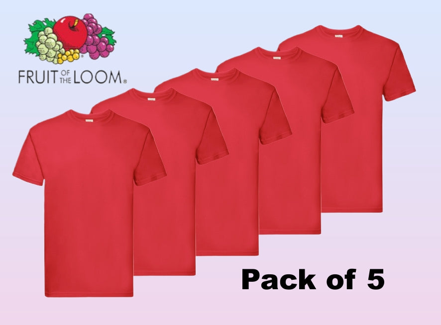 Fruit of The Loom Super Premium T-shirt Red pack of 5