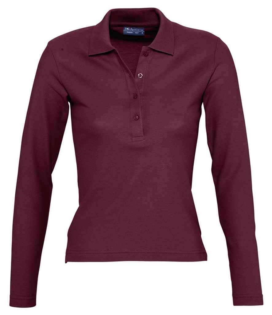 SOL'S Ladies Podium Long Sleeve Cotton Pique Polo Shirt