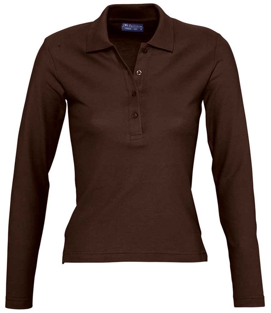 SOL'S Ladies Podium Long Sleeve Cotton Pique Polo Shirt