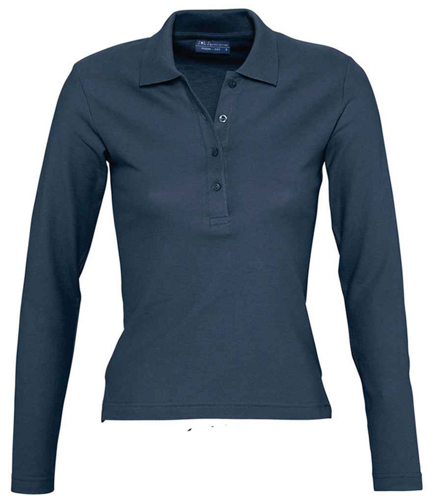 SOL'S Ladies Podium Long Sleeve Cotton Pique Polo Shirt