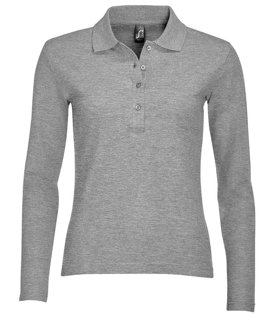 SOL'S Ladies Podium Long Sleeve Cotton Pique Polo Shirt