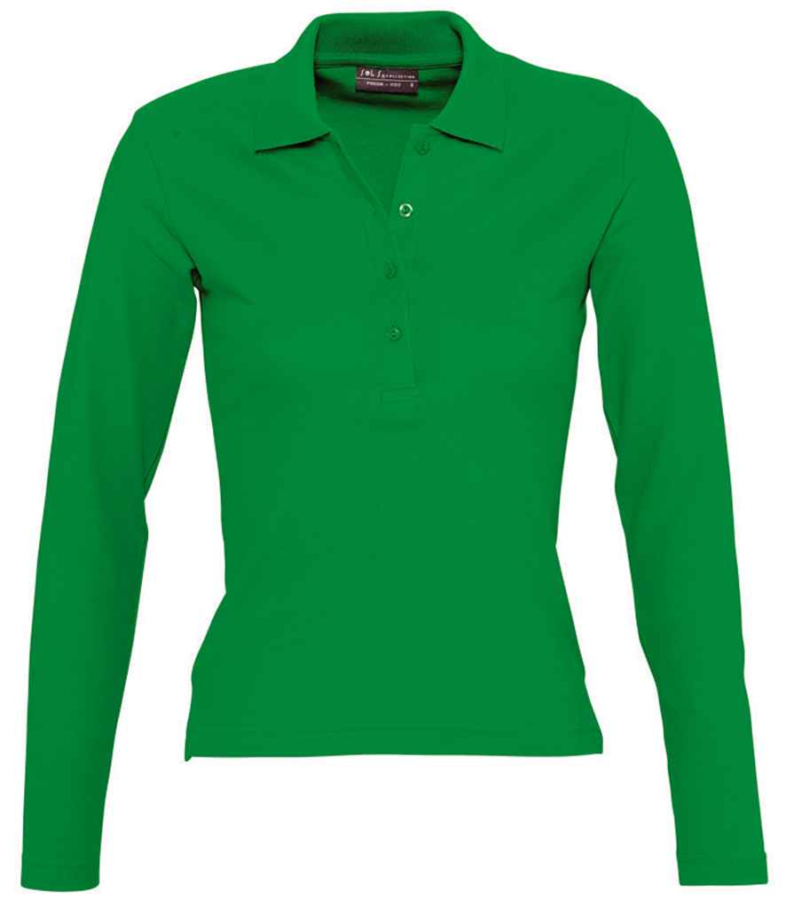 SOL'S Ladies Podium Long Sleeve Cotton Pique Polo Shirt