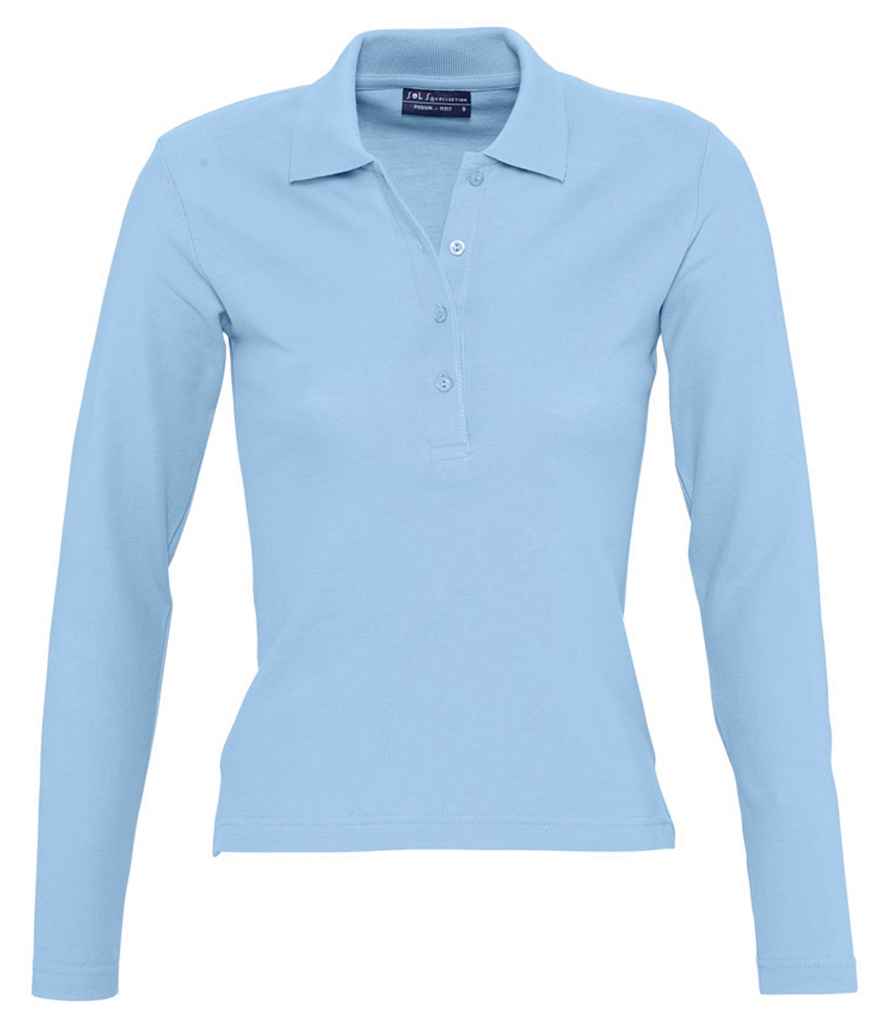 SOL'S Ladies Podium Long Sleeve Cotton Pique Polo Shirt