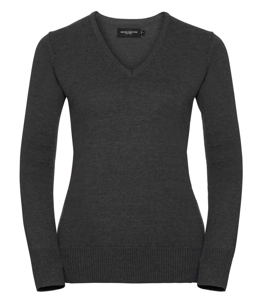 Russell Collection Ladies Cotton Acrylic V Neck Sweater