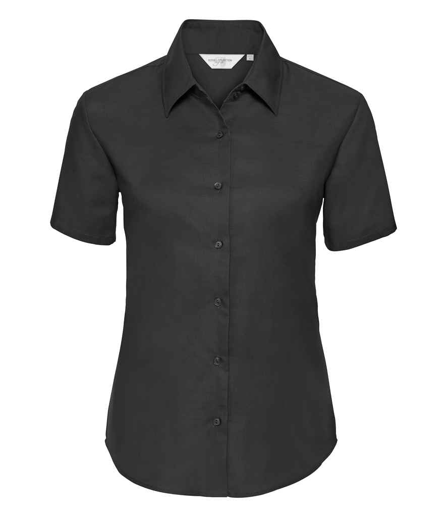 Russell Collection Ladies Short Sleeve Easy Care Oxford Shirt | Black