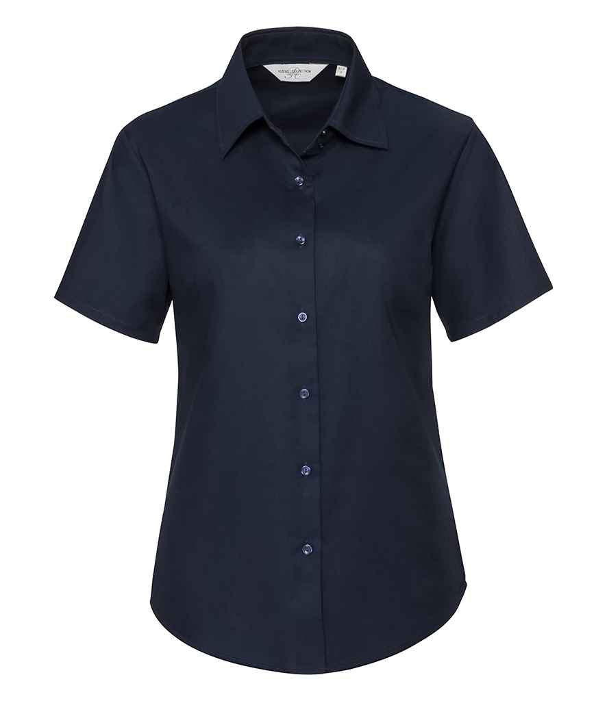 Russell Collection Ladies Short Sleeve Easy Care Oxford Shirt | Black