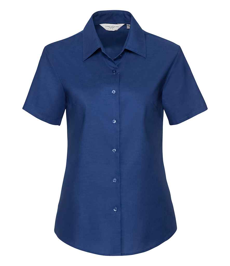 Russell Collection Ladies Short Sleeve Easy Care Oxford Shirt | Black