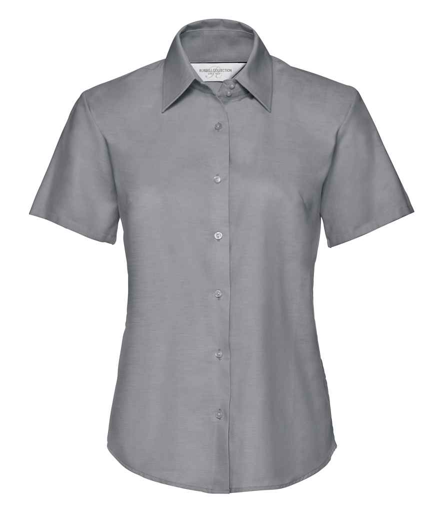 Russell Collection Ladies Short Sleeve Easy Care Oxford Shirt | Black