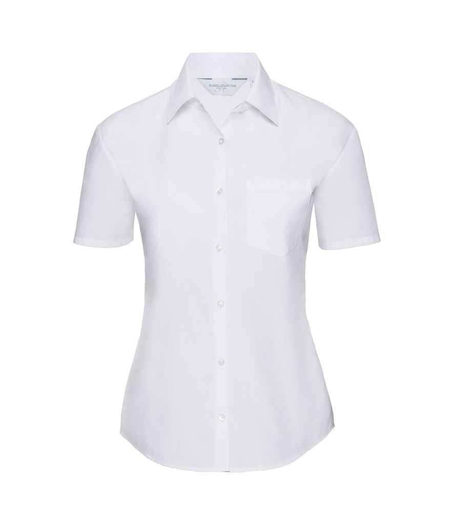 Russell Collection Ladies Short Sleeve Easy Care Poplin Shirt