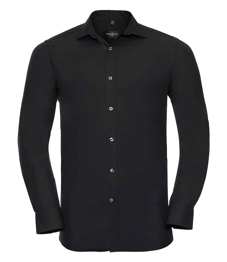 Russell Collection Long Sleeve Ultimate Stretch Shirt | Black