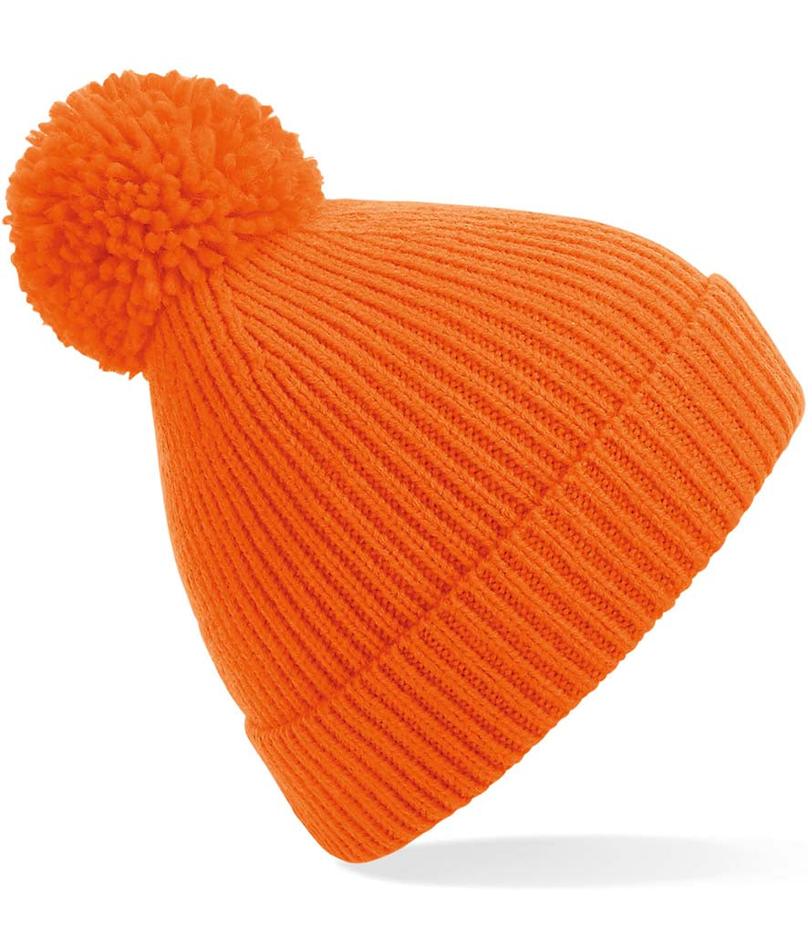 Beechfield Engineered Knit Ribbed Pom Pom Beanie