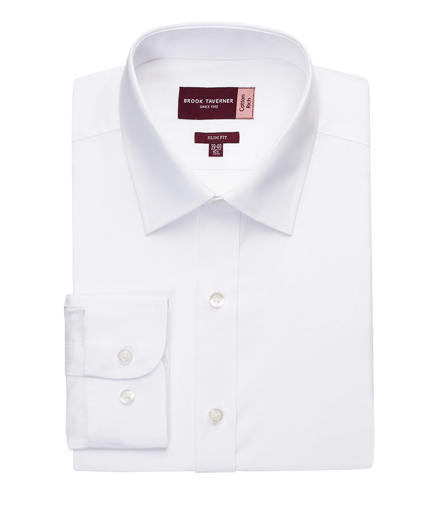 Brook Taverner Alba Long Sleeve Slim Fit Poplin Shirt