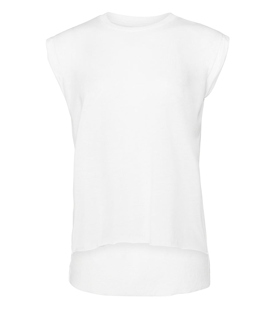 Bella Ladies Flowy Rolled Cuff Muscle T-Shirt