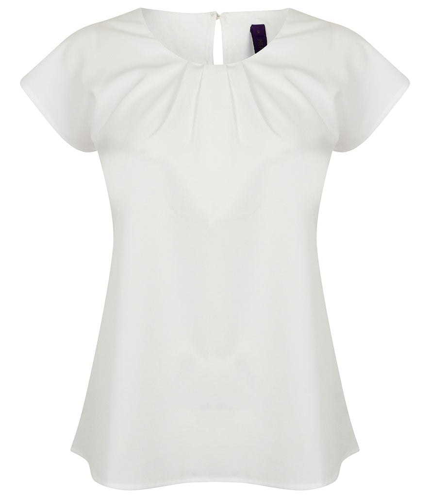 Henbury Ladies Pleat Front Short Sleeve Blouse