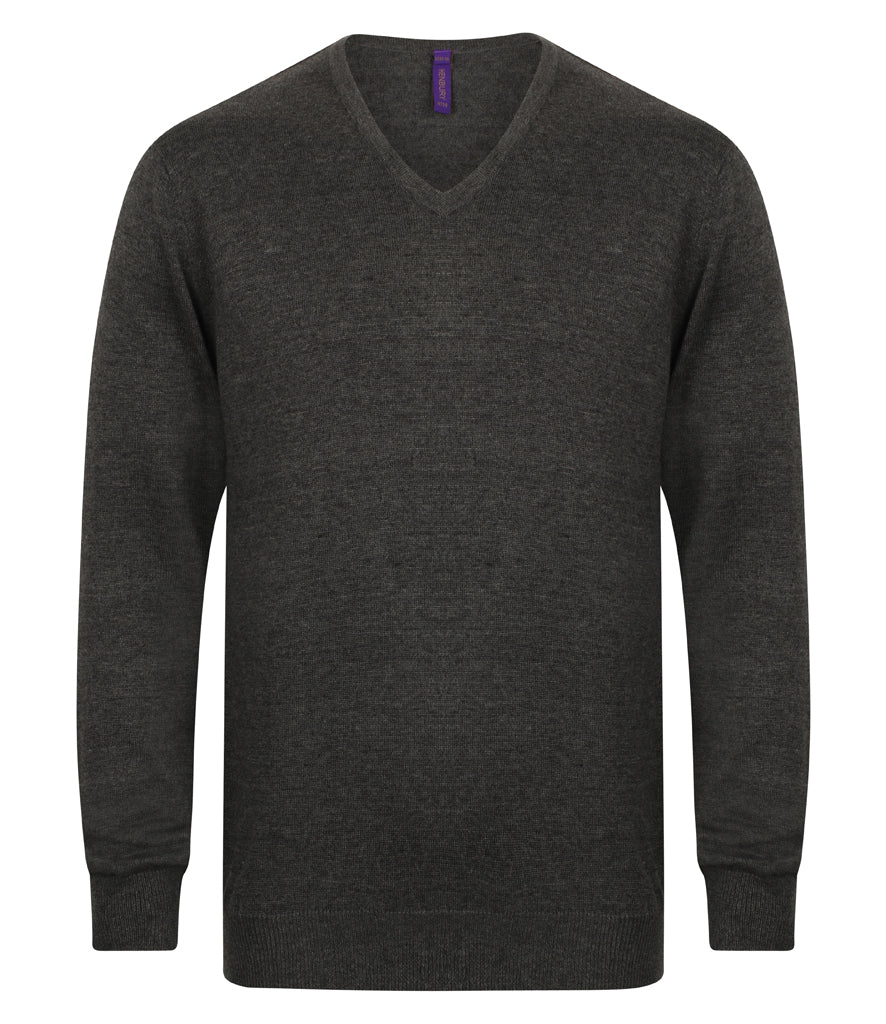 Henbury Lightweight Cotton Acrylic V Neck Sweater