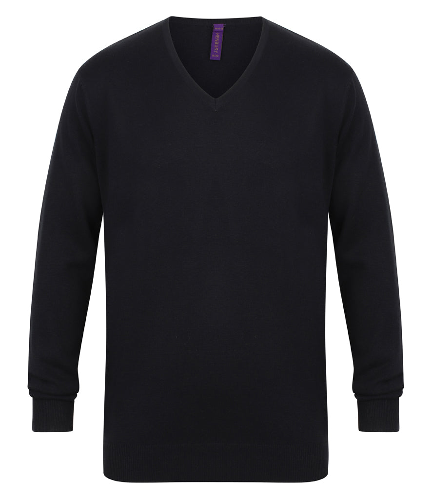 Henbury Lightweight Cotton Acrylic V Neck Sweater