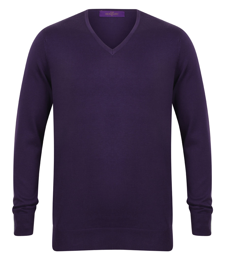 Henbury Lightweight Cotton Acrylic V Neck Sweater