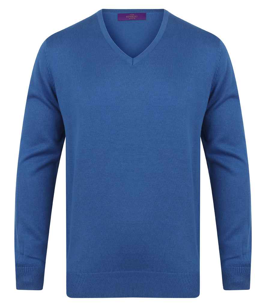 Henbury Lightweight Cotton Acrylic V Neck Sweater