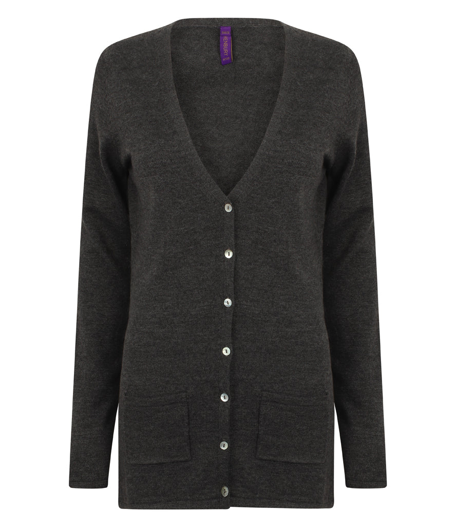 Henbury Ladies Cotton Acrylic V Neck Cardigan