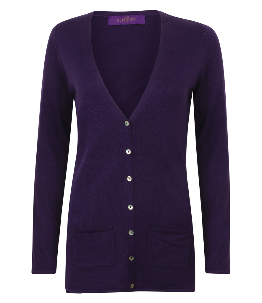 Henbury Ladies Cotton Acrylic V Neck Cardigan