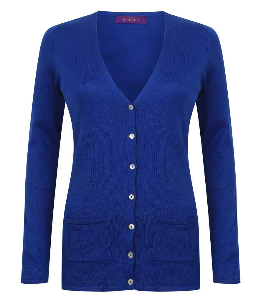 Henbury Ladies Cotton Acrylic V Neck Cardigan