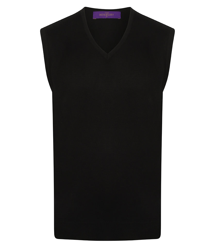 Henbury Lightweight Sleeveless Cotton Acrylic V Neck Sweater