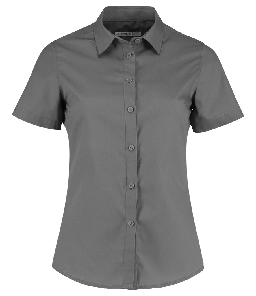 Kustom Kit Ladies Short Sleeve Tailored Poplin Shirt