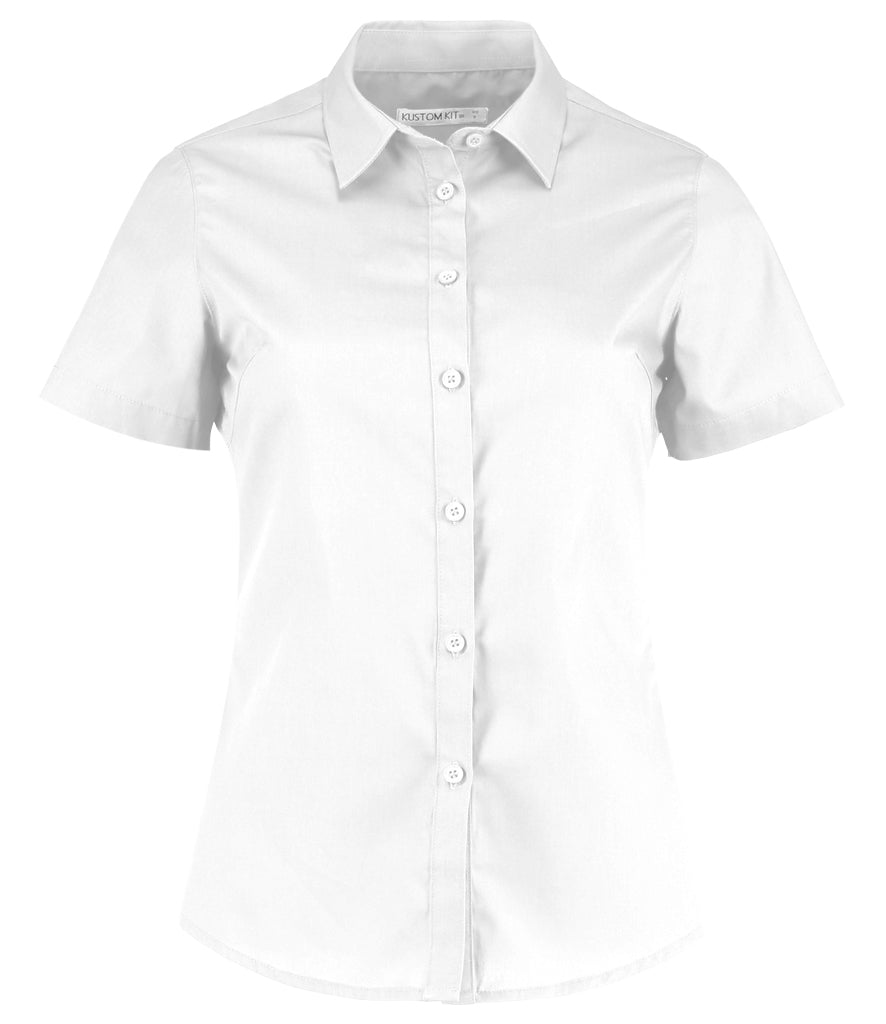 Kustom Kit Ladies Short Sleeve Tailored Poplin Shirt