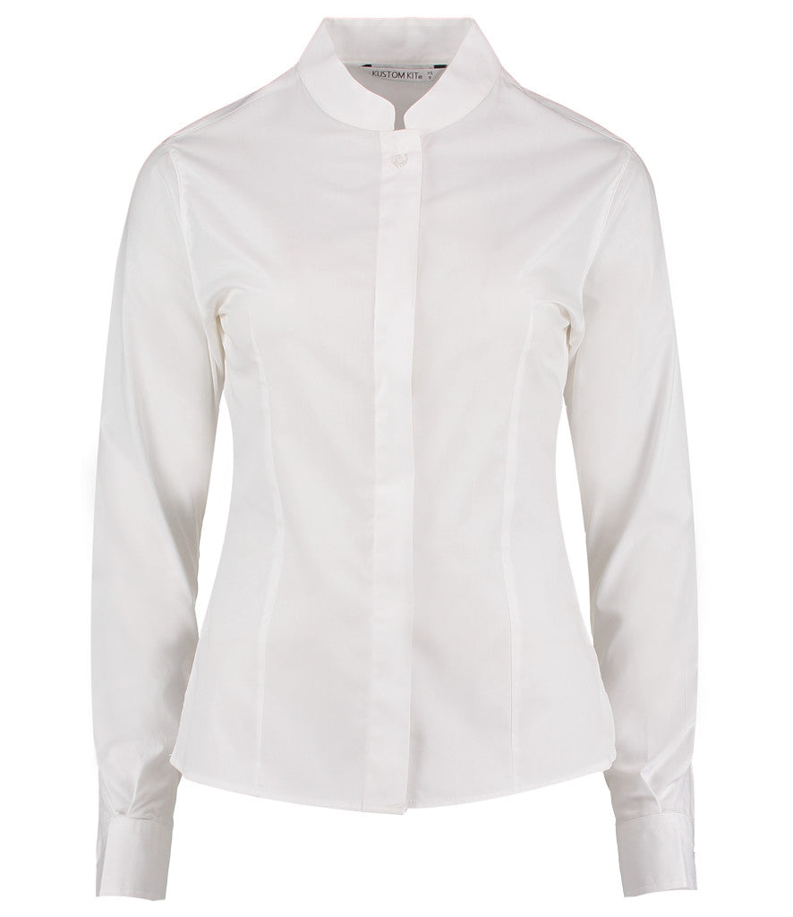 Kustom Kit Ladies Long Sleeve Tailored Mandarin Collar Shirt