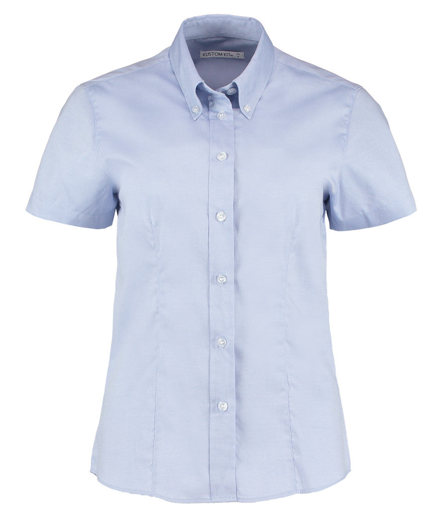 Kustom Kit Ladies Premium Short Sleeve Tailored Oxford Shirt