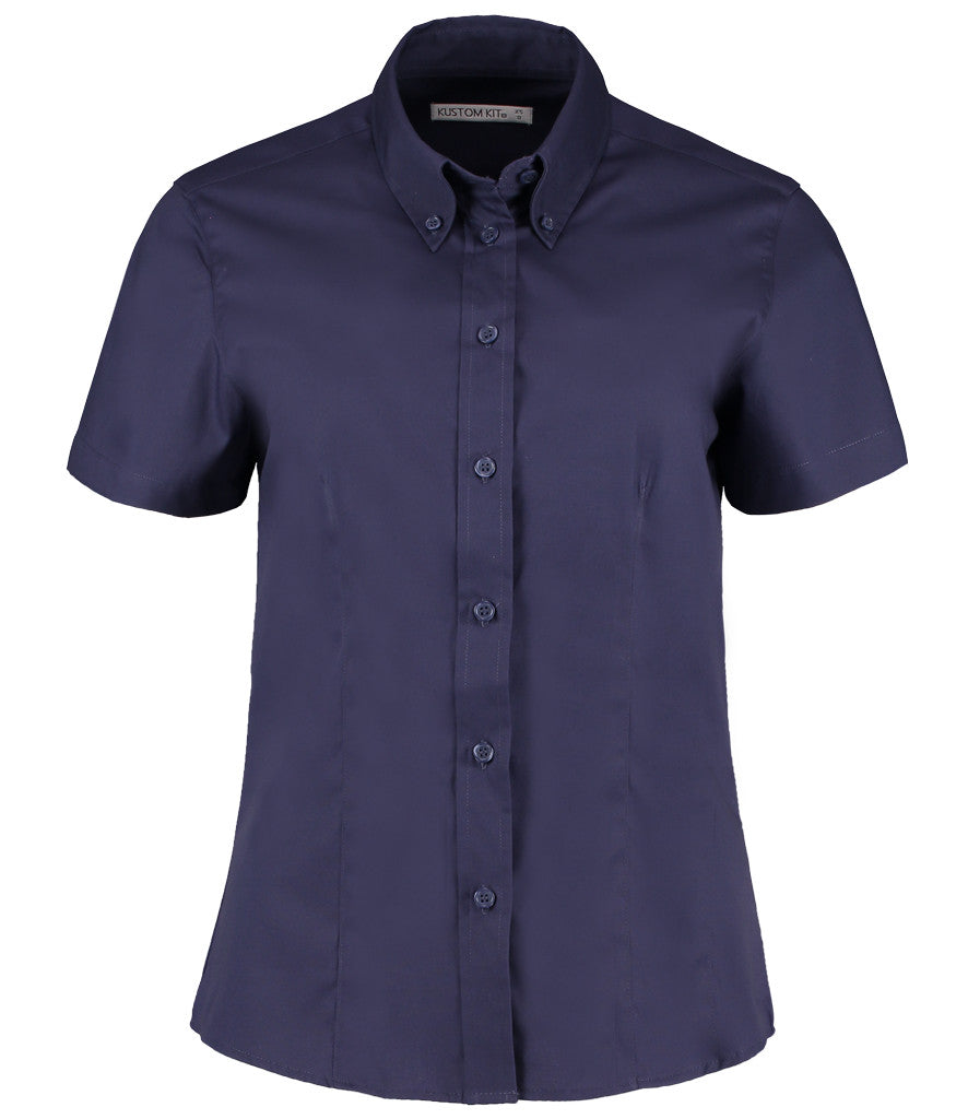 Kustom Kit Ladies Premium Short Sleeve Tailored Oxford Shirt