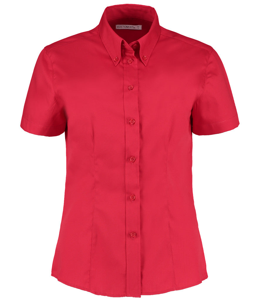 Kustom Kit Ladies Premium Short Sleeve Tailored Oxford Shirt