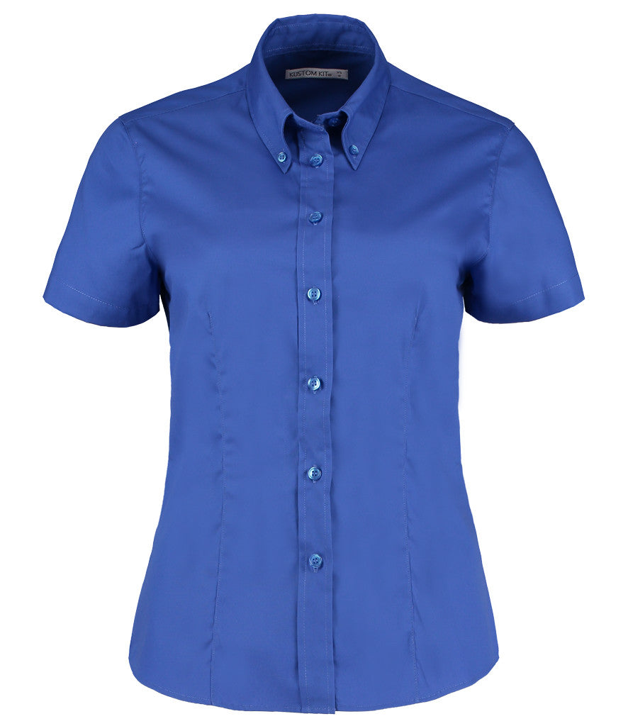 Kustom Kit Ladies Premium Short Sleeve Tailored Oxford Shirt