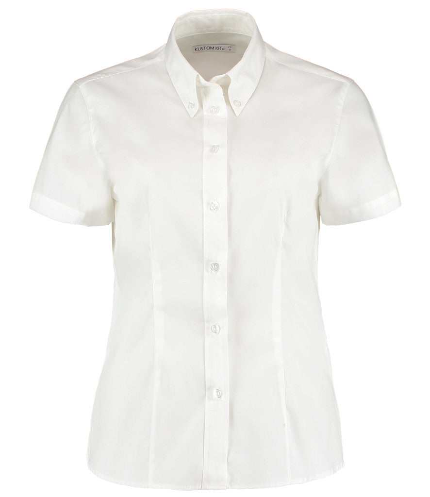 Kustom Kit Ladies Premium Short Sleeve Tailored Oxford Shirt