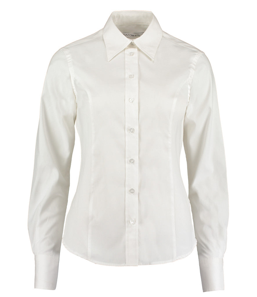 Kustom Kit Ladies Premium Long Sleeve Tailored Oxford Shirt