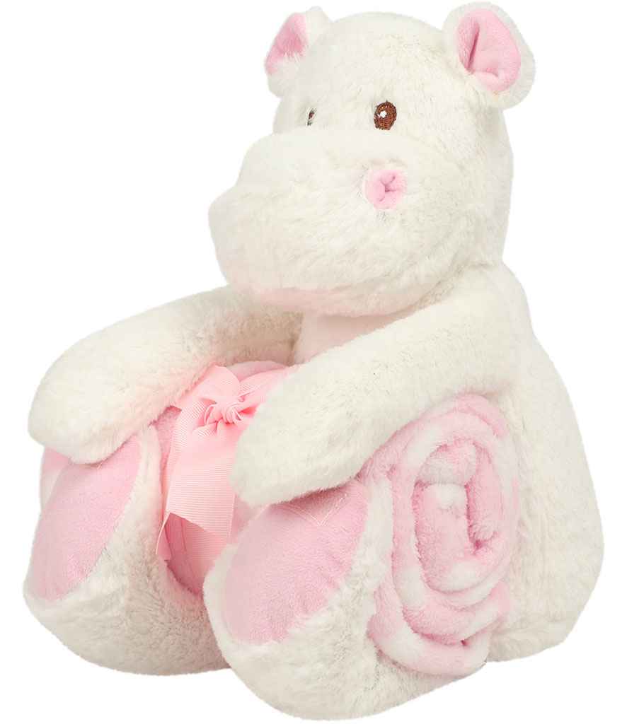 Mumbles Hippo with Printed Fleece Blanket