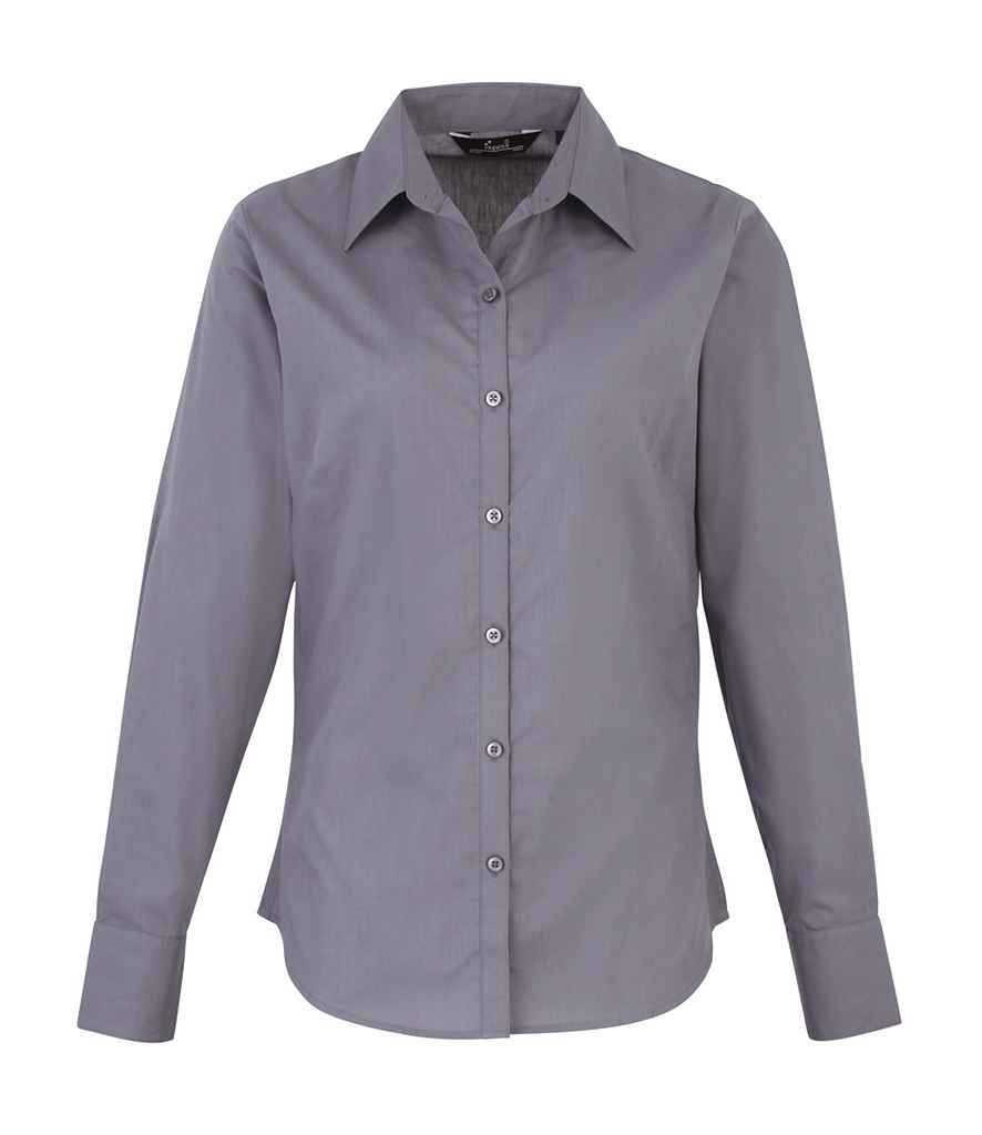 Premier Ladies Long Sleeve Poplin Blouse