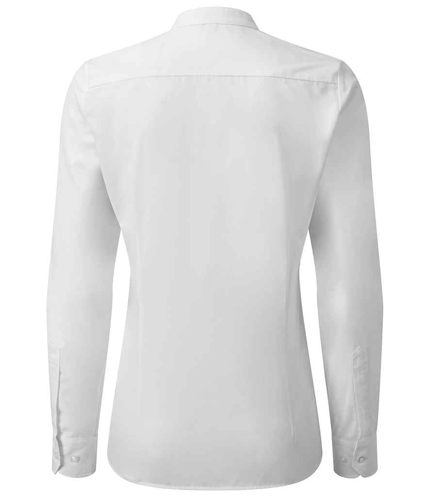 Premier Ladies Banded Collar Grandad Shirt | White